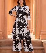 women ethnic motifs printed regular cotton kurta with palazzos