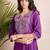 women ethnic motifs embroidered regular thread work liva kurta with trousers & with dupatta