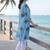 women printed regular cotton kurta with trousers