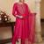 women ethnic motifs embroidered regular kurta with trousers & with dupatta