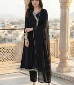 women angrakha kurta with trousers & with dupatta