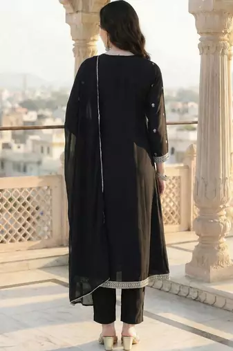 women angrakha kurta with trousers & with dupatta