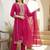 women ethnic motifs embroidered regular thread work kurta with trousers & with dupatta