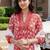 women floral printed empire cotton kurta with trousers & with dupatta