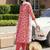 women floral printed empire cotton kurta with trousers & with dupatta