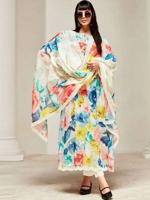 women floral printed regular kurta with trousers & with dupatta 1