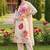 women floral printed regular linen kurta with trousers & with dupatta