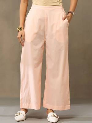 Peach Women Regular Pure Cotton Kurta with Palazzos 7