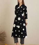 women printed regular cotton kurta with trousers