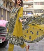 women ethnic motifs printed regular cotton kurta with trousers & with dupatta