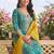 women ethnic motifs embroidered regular thread work kurta with trousers & with dupatta