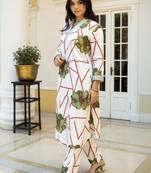 women floral printed regular cotton kurta with trousers