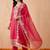 women ethnic motifs embroidered regular thread work kurta with trousers & with dupatta