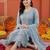 women ethnic motifs embroidered regular thread work kurta with trousers & with dupatta
