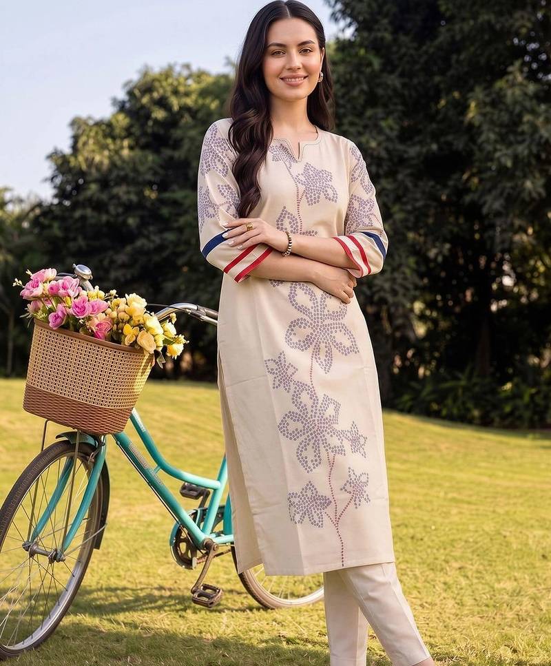 women floral printed regular kurta with trousers