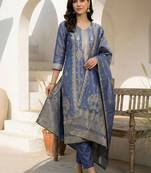 women regular liva kurta with trousers & with dupatta