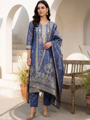 women regular liva kurta with trousers & with dupatta 2