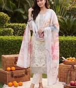 women ethnic motifs embroidered regular thread work kurta with trousers & with dupatta