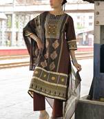 women ethnic motifs printed regular cotton kurta with trousers & with dupatta