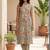 women printed regular cotton kurta with trousers