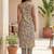 women printed regular cotton kurta with trousers