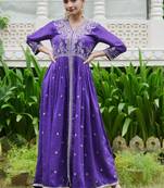women ethnic motifs embroidered angrakha thread work kurta with palazzos