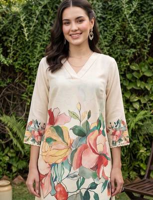 floral printed regular kurta with trousers & with dupatta 2