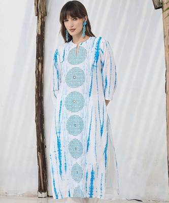 women printed regular cotton kurta with trousers & with dupatta 4