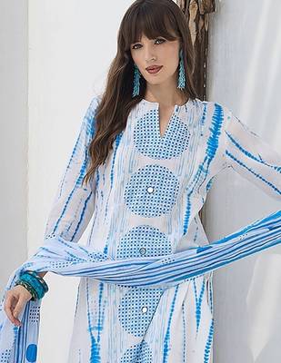 women printed regular cotton kurta with trousers & with dupatta 5