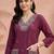 women ethnic motifs embroidered regular thread work cotton kurta with trousers