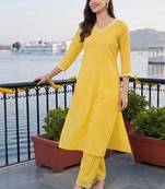 women printed regular cotton kurta with palazzos