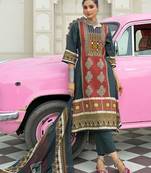 women ethnic motifs printed regular cotton kurta with trousers & with dupatta