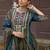 women ethnic motifs printed regular mirror work cotton kurta with trousers & with dupatta