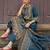 women ethnic motifs printed regular mirror work cotton kurta with trousers & with dupatta