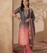 women ombre embroidered regular thread work kurta with trousers & with dupatta
