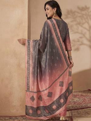 women ombre embroidered regular thread work kurta with trousers & with dupatta 4