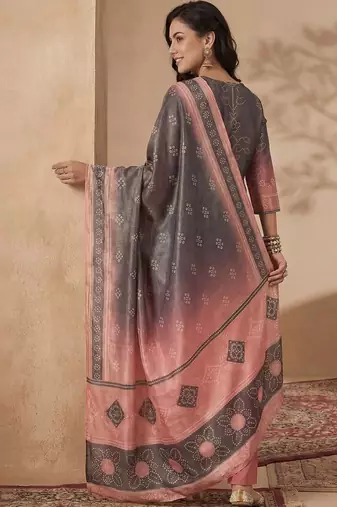 women ombre embroidered regular thread work kurta with trousers & with dupatta