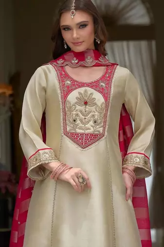 women ethnic motifs embroidered regular kurta with palazzos & with dupatta