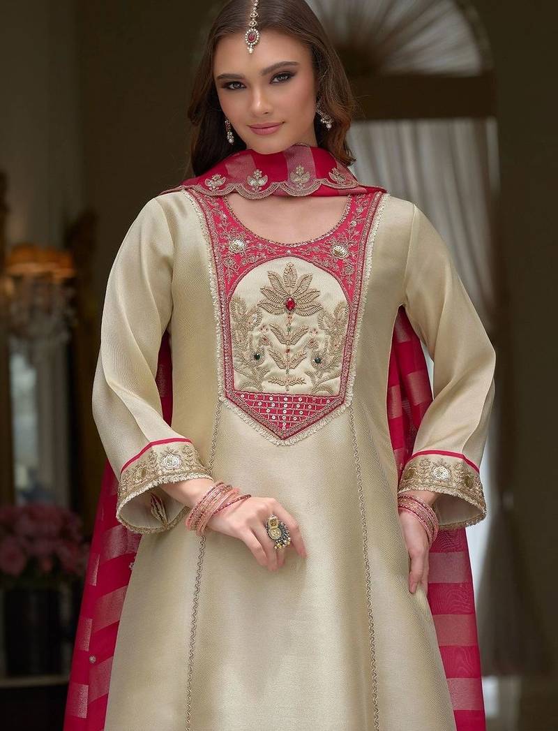 women ethnic motifs embroidered regular kurta with palazzos & with dupatta