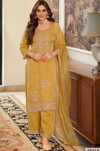 women ethnic motifs embroidered regular sequinned kurta with patiala & with dupatta