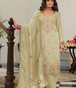 women ethnic motifs embroidered regular mirror work kurta with salwar & with dupatta