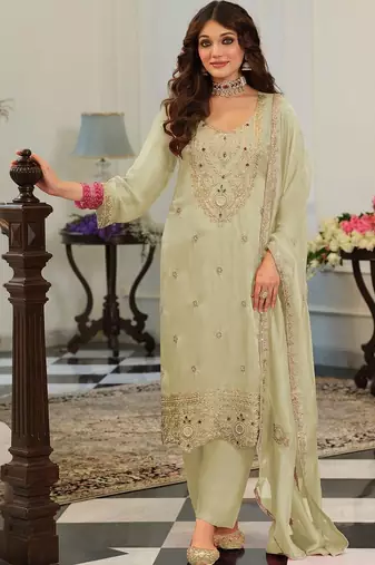women ethnic motifs embroidered regular mirror work kurta with salwar & with dupatta