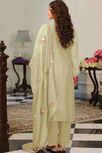 women ethnic motifs embroidered regular mirror work kurta with salwar & with dupatta