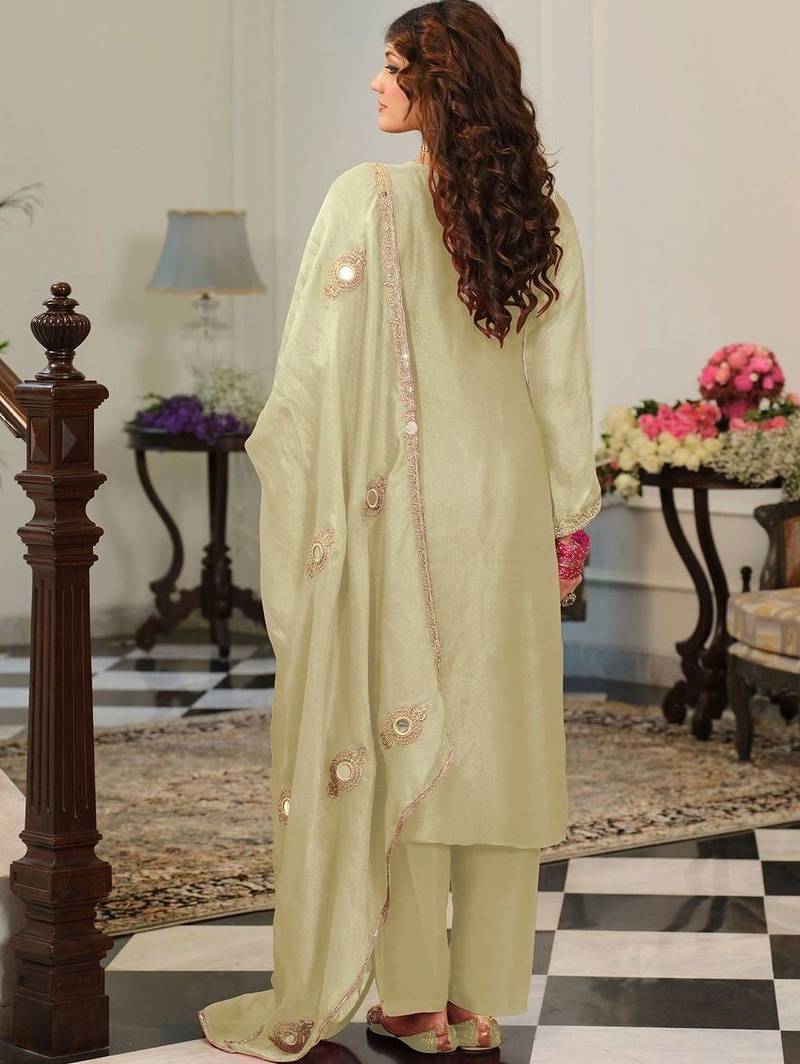 women ethnic motifs embroidered regular mirror work kurta with salwar & with dupatta