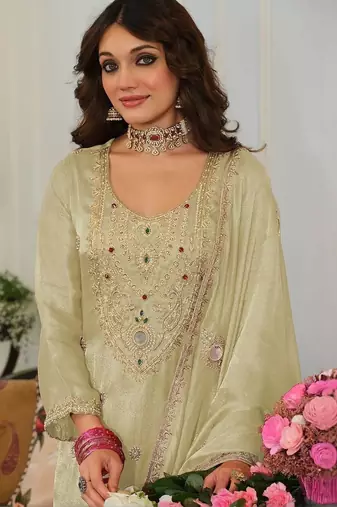 women ethnic motifs embroidered regular mirror work kurta with salwar & with dupatta