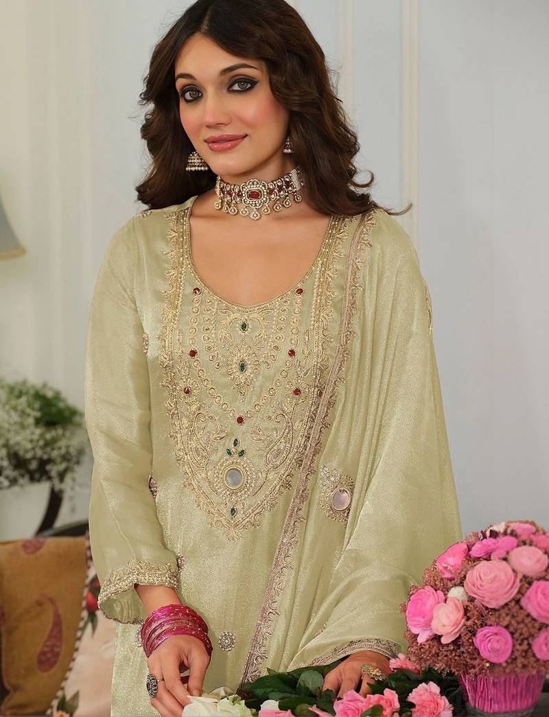 women ethnic motifs embroidered regular mirror work kurta with salwar & with dupatta
