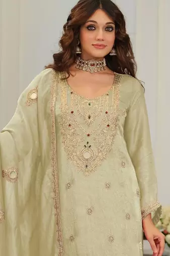 women ethnic motifs embroidered regular mirror work kurta with salwar & with dupatta