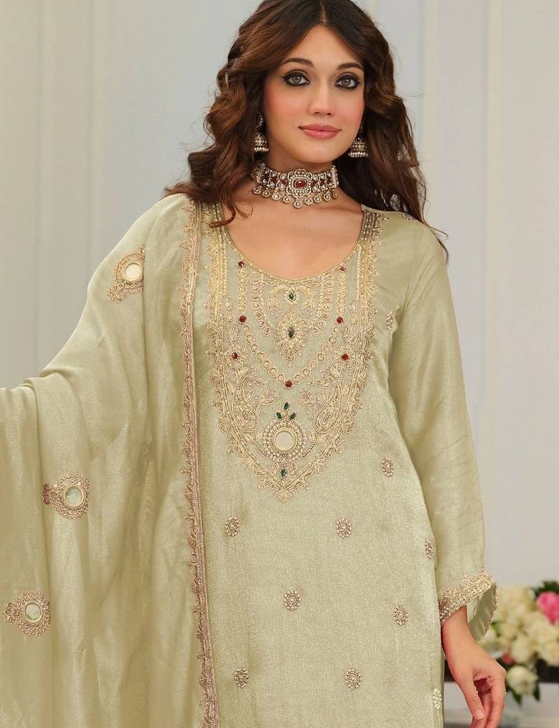 women ethnic motifs embroidered regular mirror work kurta with salwar & with dupatta