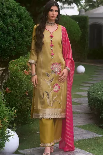 women ethnic motifs embroidered regular thread work kurta with palazzos & with dupatta