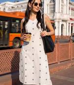 women ethnic motifs printed regular cotton kurta with trousers
